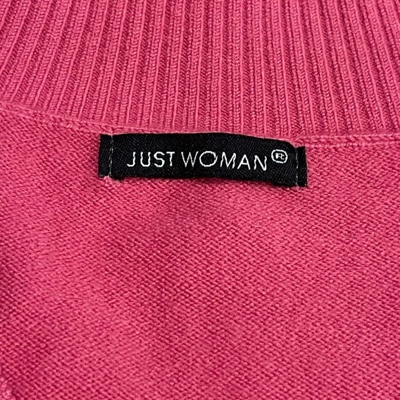 Just woman v neck hot pink barbie core merino wool sweater - Picture 7 of 7